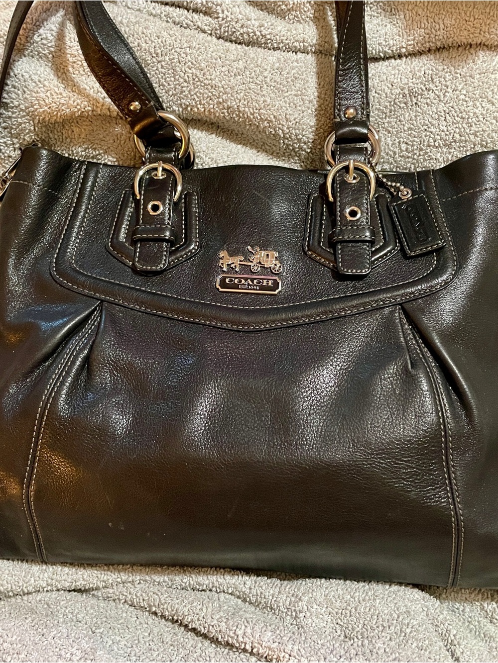Y2K era Coach Madison Black Carry All Bag with Silver Hardware and hang tag